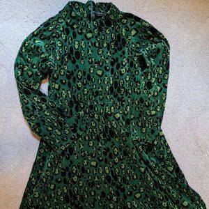 Mini Rodini Velour Leopard Dress Green 9-11 YRS